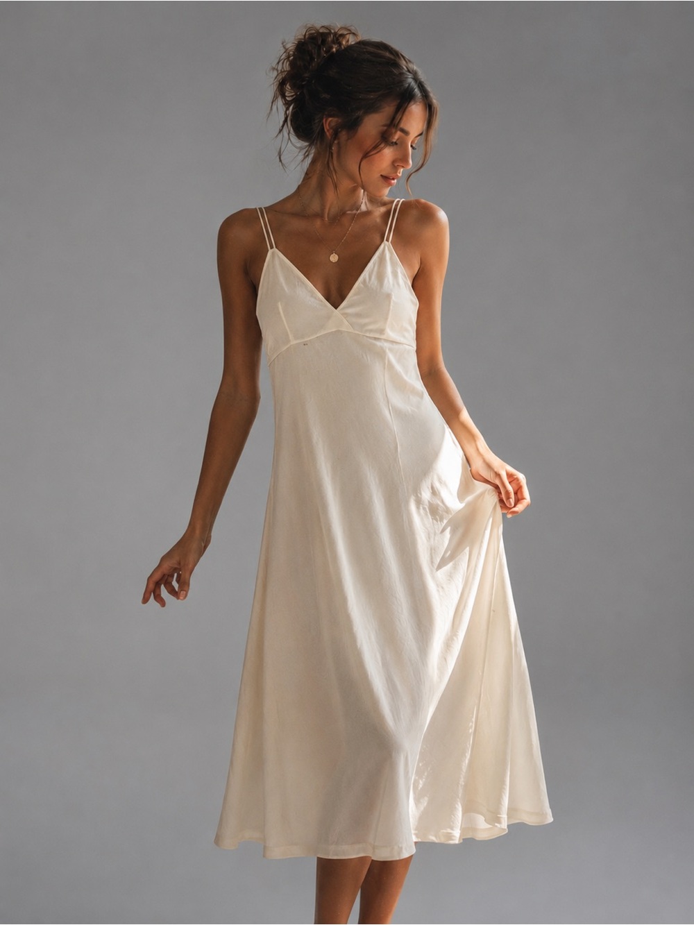 Ginger Rogers byJC penny 1970s cream- full maxi slip dress